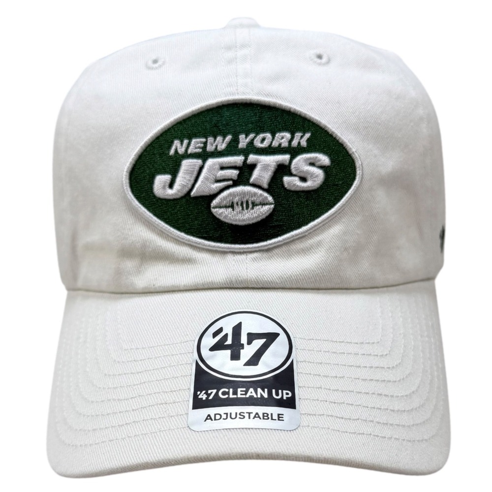 NWT New York Jets '47 Brand Clean Up Hat White Green NFL Adjustable Dad Cap